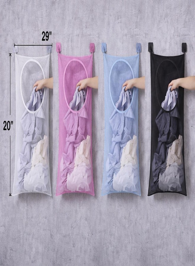 STARFLYER Hanging Laundry Bag for Clothes - Wall Mounted Mesh Laundry Basket with No-Drill Hooks, Large Dirty Clothes Laundry Bag, Space Saving Hamper for Bathroom Bedroom Home Storage.-multi color - Image 2